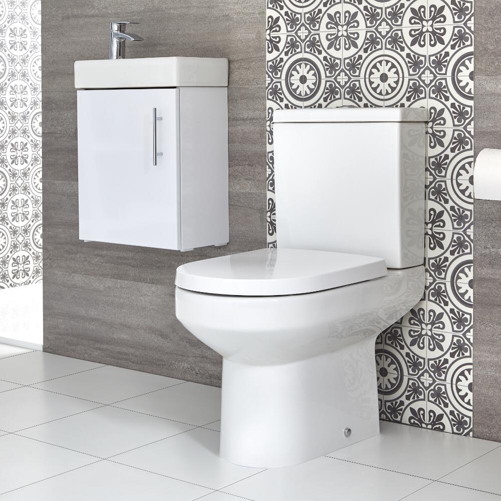 Milano Ballam - Close Coupled Toilet and 400mm Wall Hung Vanity Unit Set - Choice of Finish