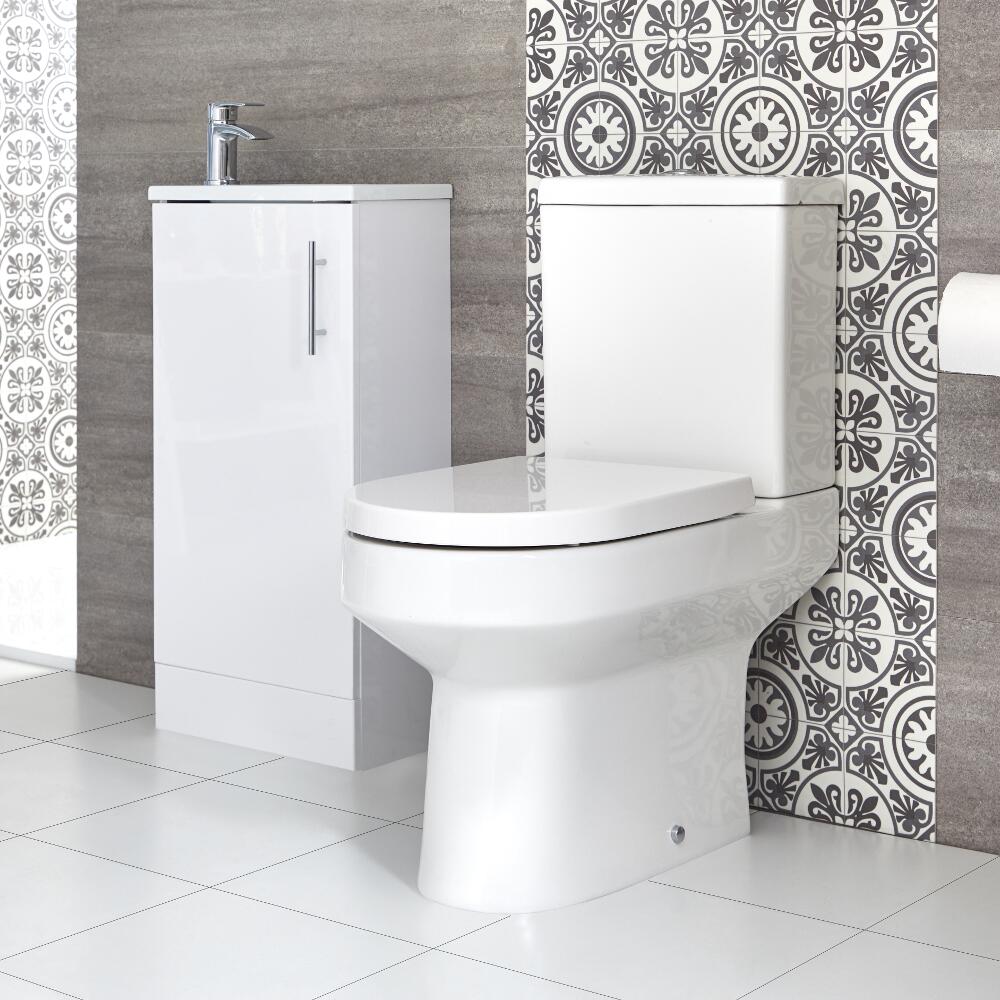 Milano Ballam - Close Coupled Toilet and 400mm Floor Standing Vanity Unit with Slimline Basin Set - Choice of Finish