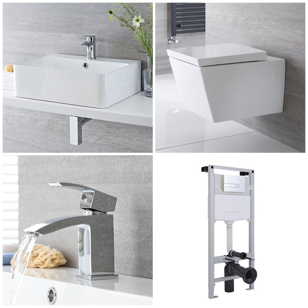 Milano Dalton - Complete Modern Cloakroom Suite with Mono Basin Tap