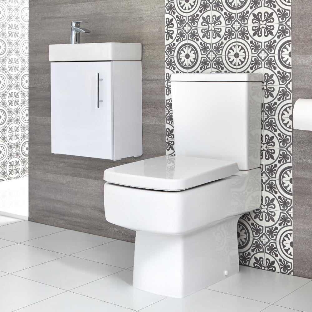 Milano Farington - Close Coupled Toilet and 400mm Wall Hung Vanity Unit Set - Choice of Finish
