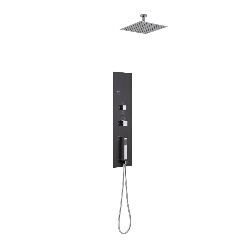 Lisse Concealed Shower Panel with 400mm Square Head and Short Ceiling Arm