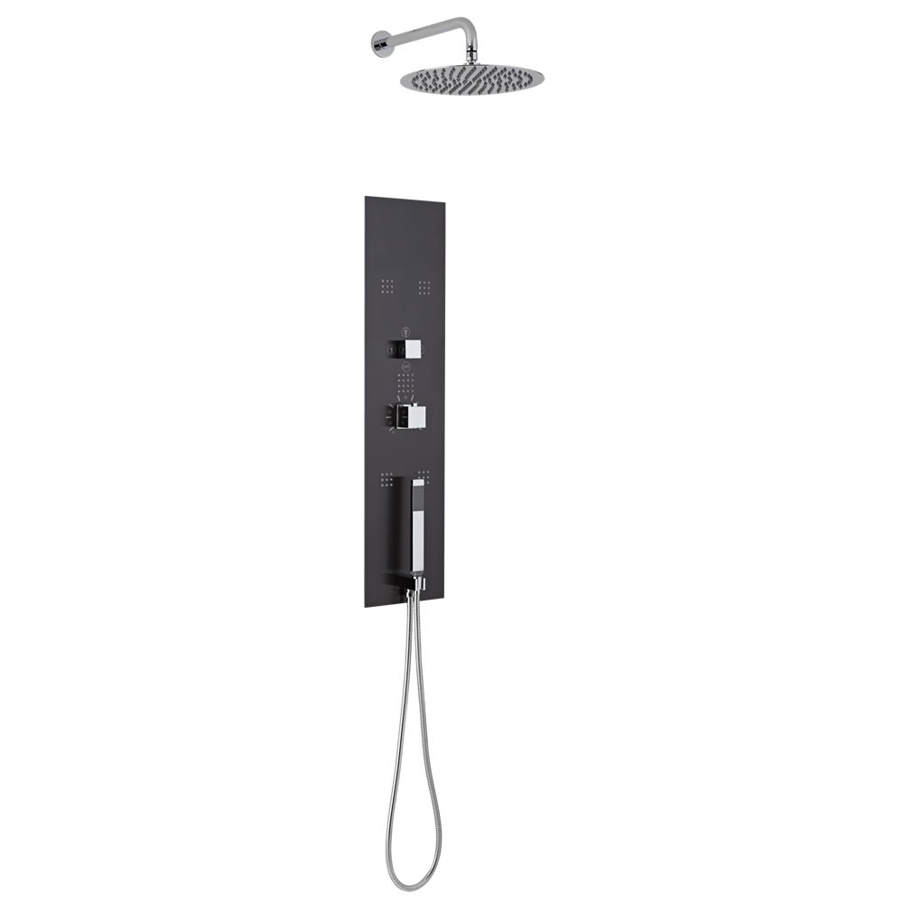 Lisse Concealed Shower Panel with 300mm Round Head and Wall Arm