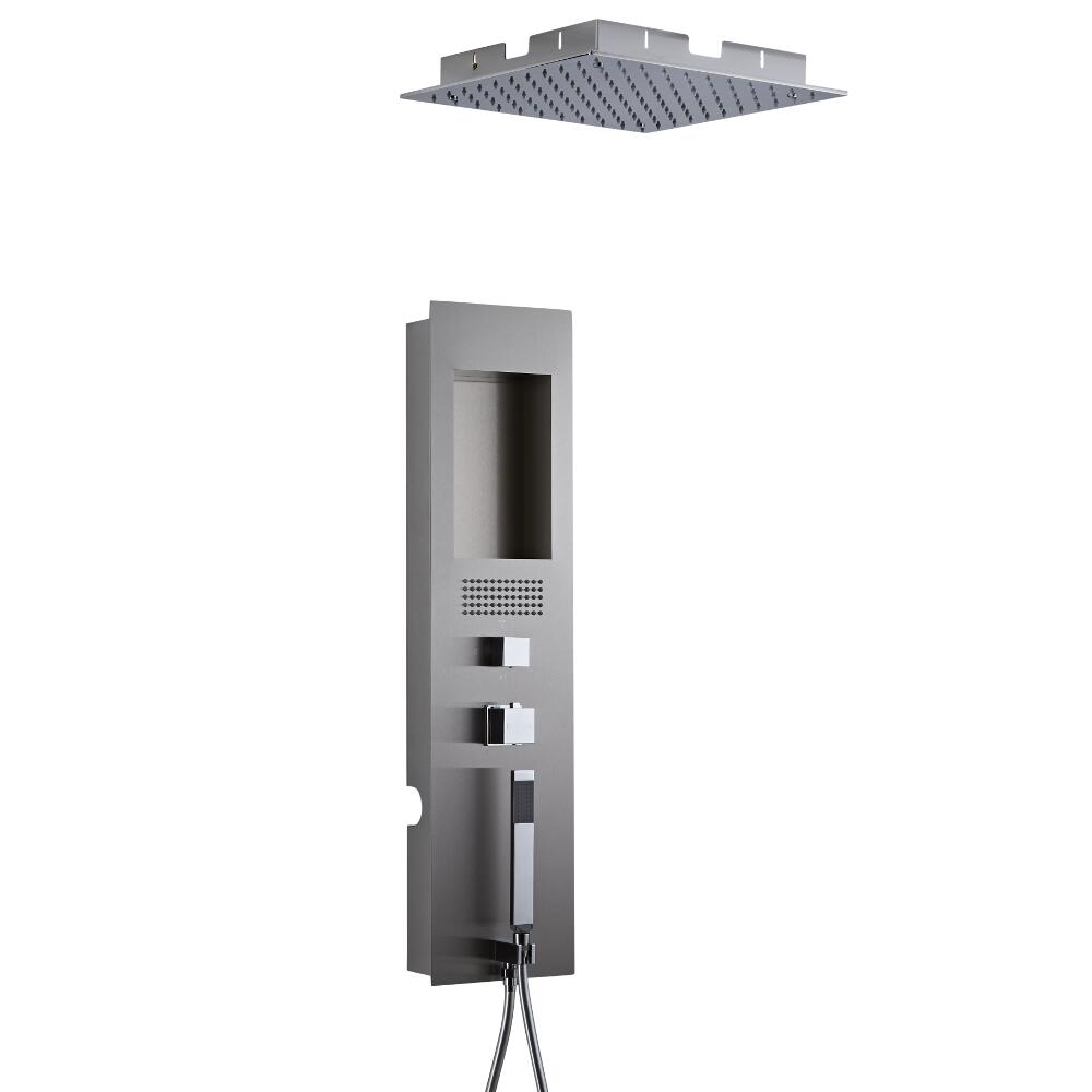 Milano Lisse Concealed Brushed Shower Panel with 400mm Square Recessed Ceiling Head