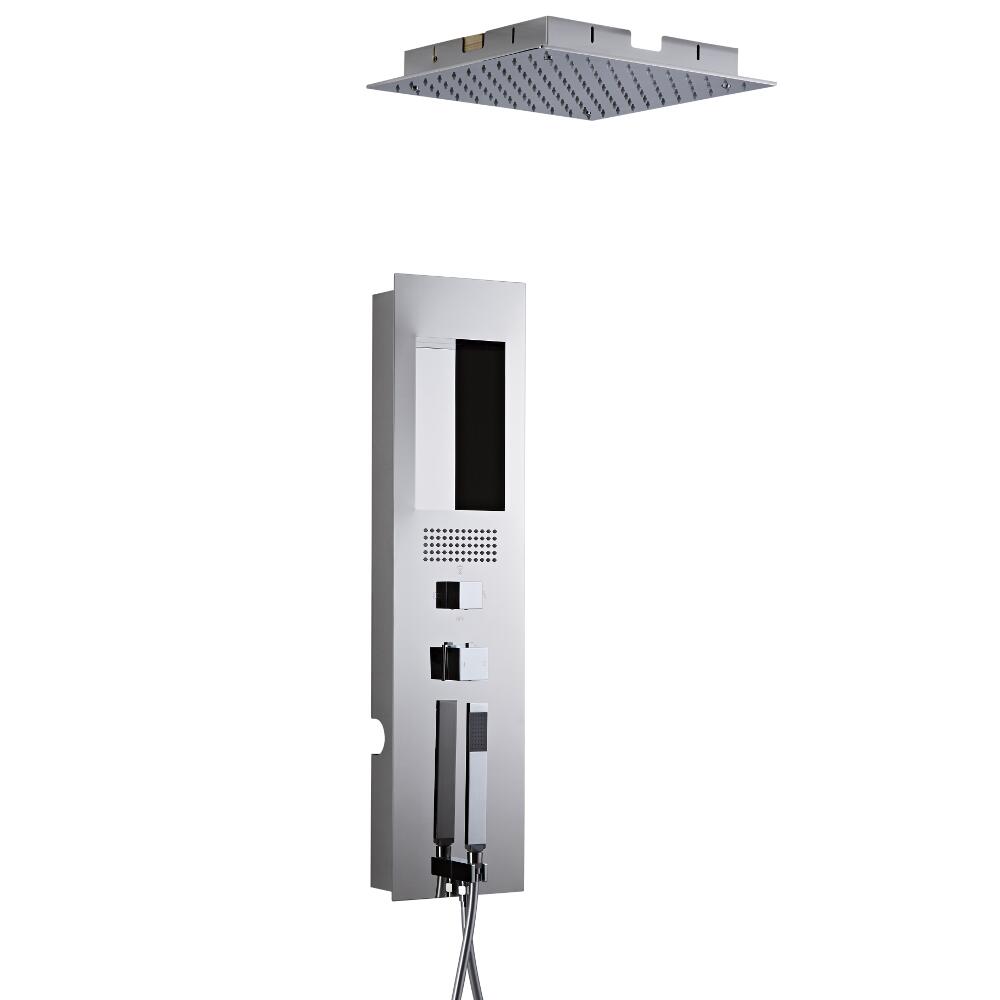 Milano Lisse Concealed Chrome Shower Panel with 400mm Square Recessed Ceiling Head
