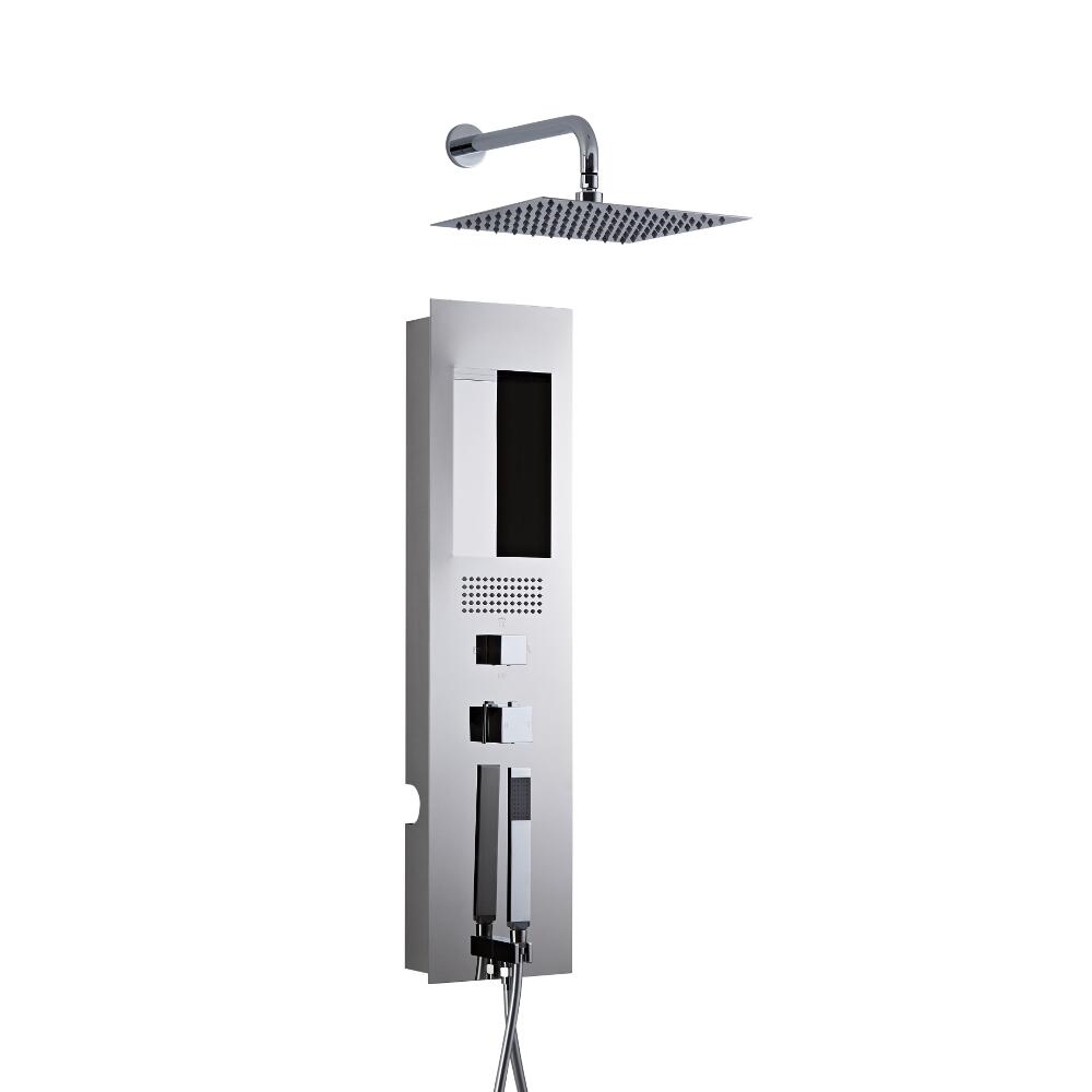Milano Lisse Concealed Chrome Shower Panel with 300mm Square Head and Wall Arm