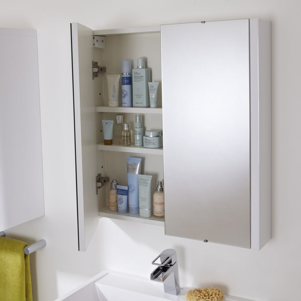 Bathroom Mirrored Cabinet 650mm, Bathroom Mirrored Wall Cabinets White Gloss