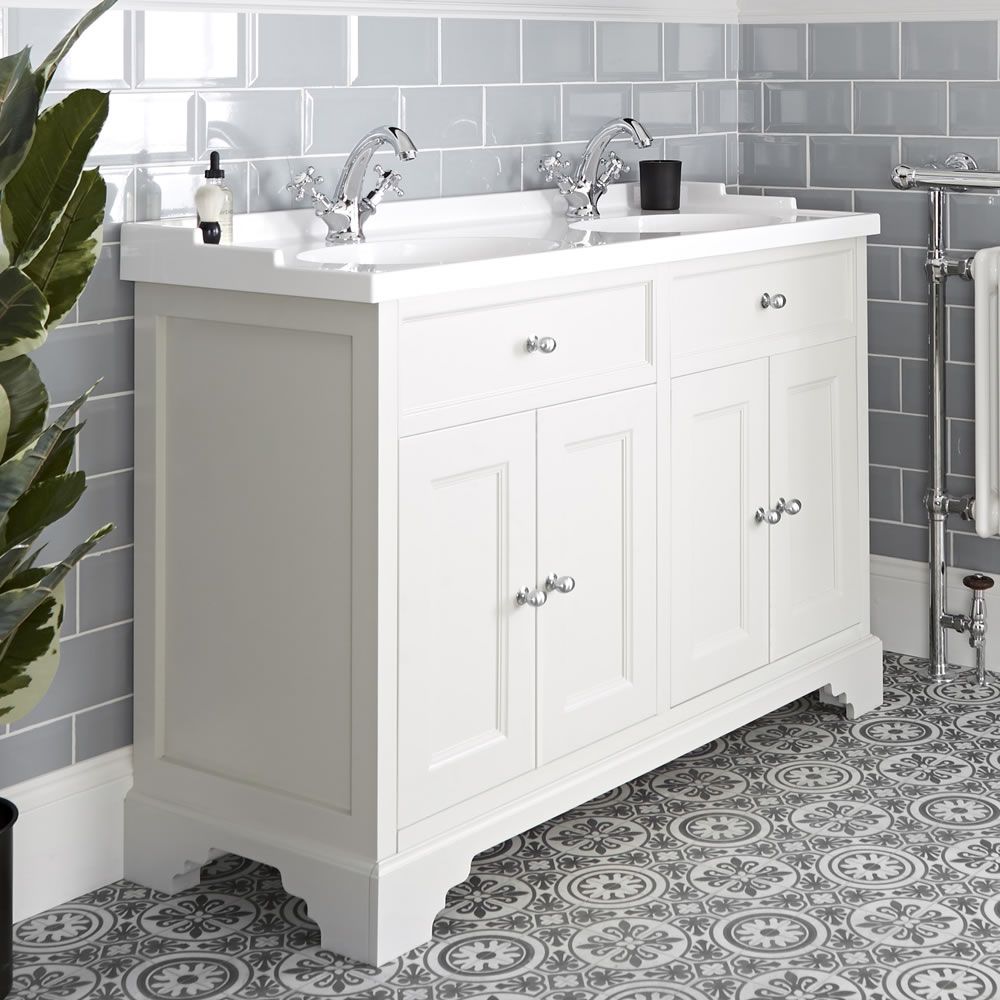 Antique White 1200mm Traditional Vanity, Traditional Double Vanity Units Uk