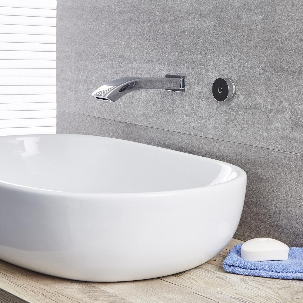 Milano Razor Digital Wall Mounted Bath Or Basin Mixer Tap Chrome
