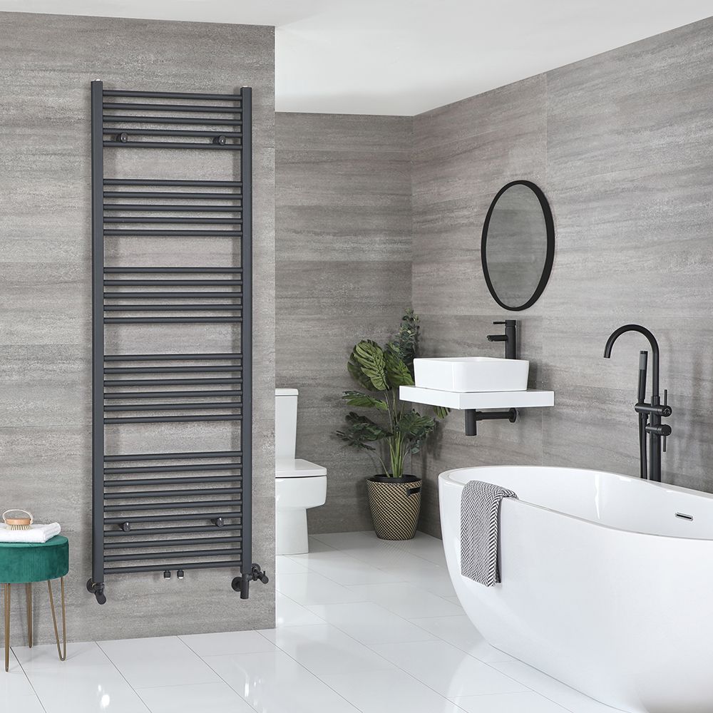 450mm wide 1600mm high White Designer Heated Towel Rail Radiator Modern Bathroom 