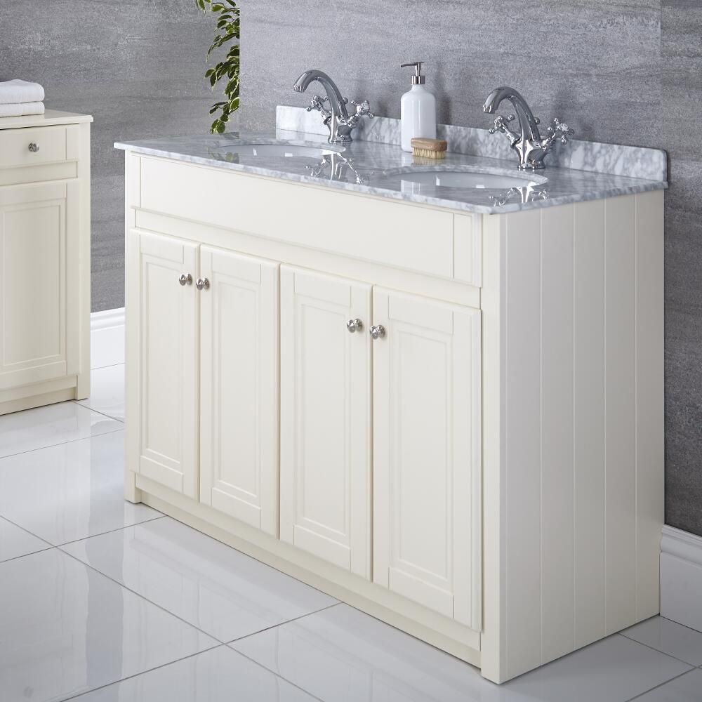 Milano Edgworth Ivory And White Traditional 1200mm Vanity Unit With Double Basin