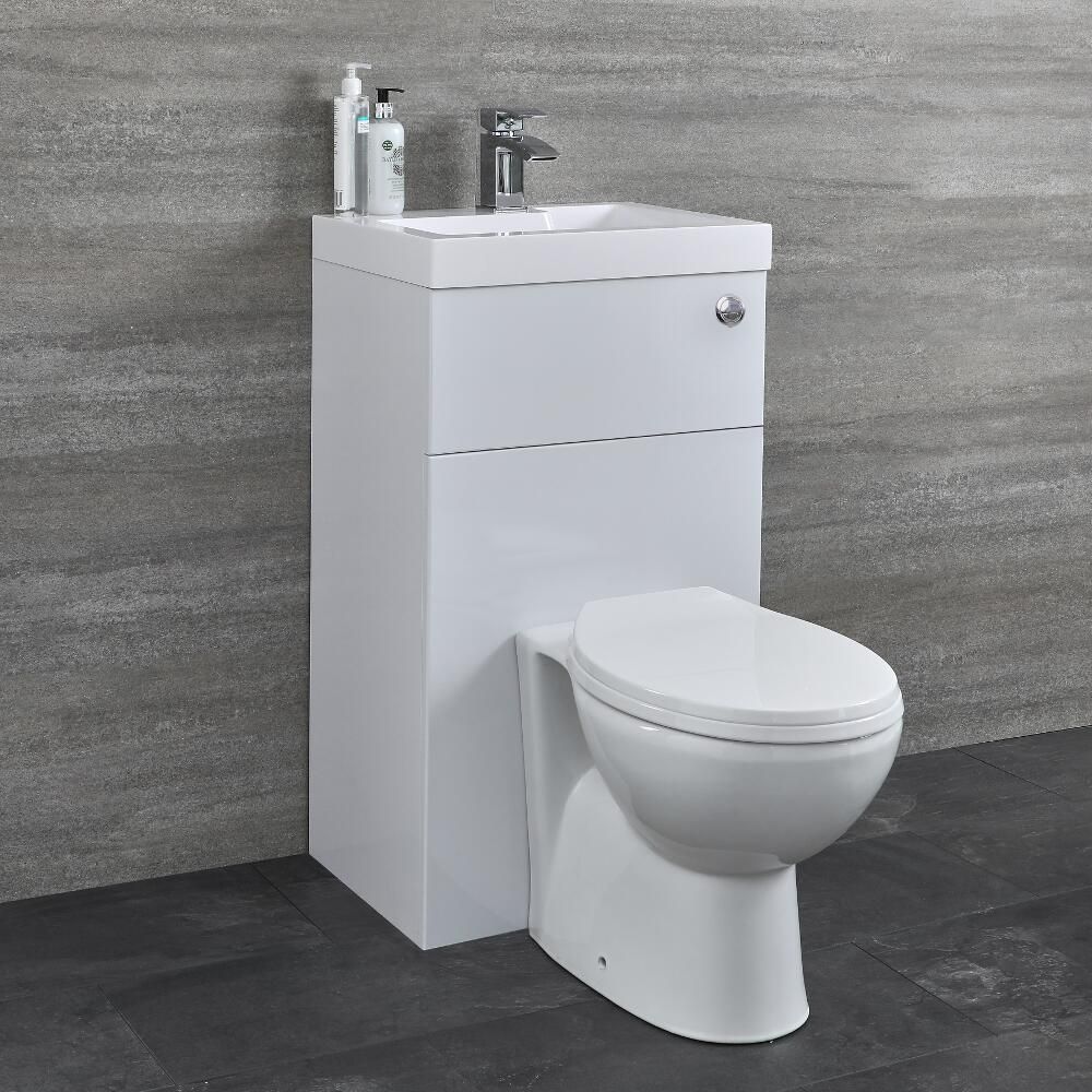 Milano Lurus White Modern Select Toilet And Basin Unit Combination 500mm X 890mm