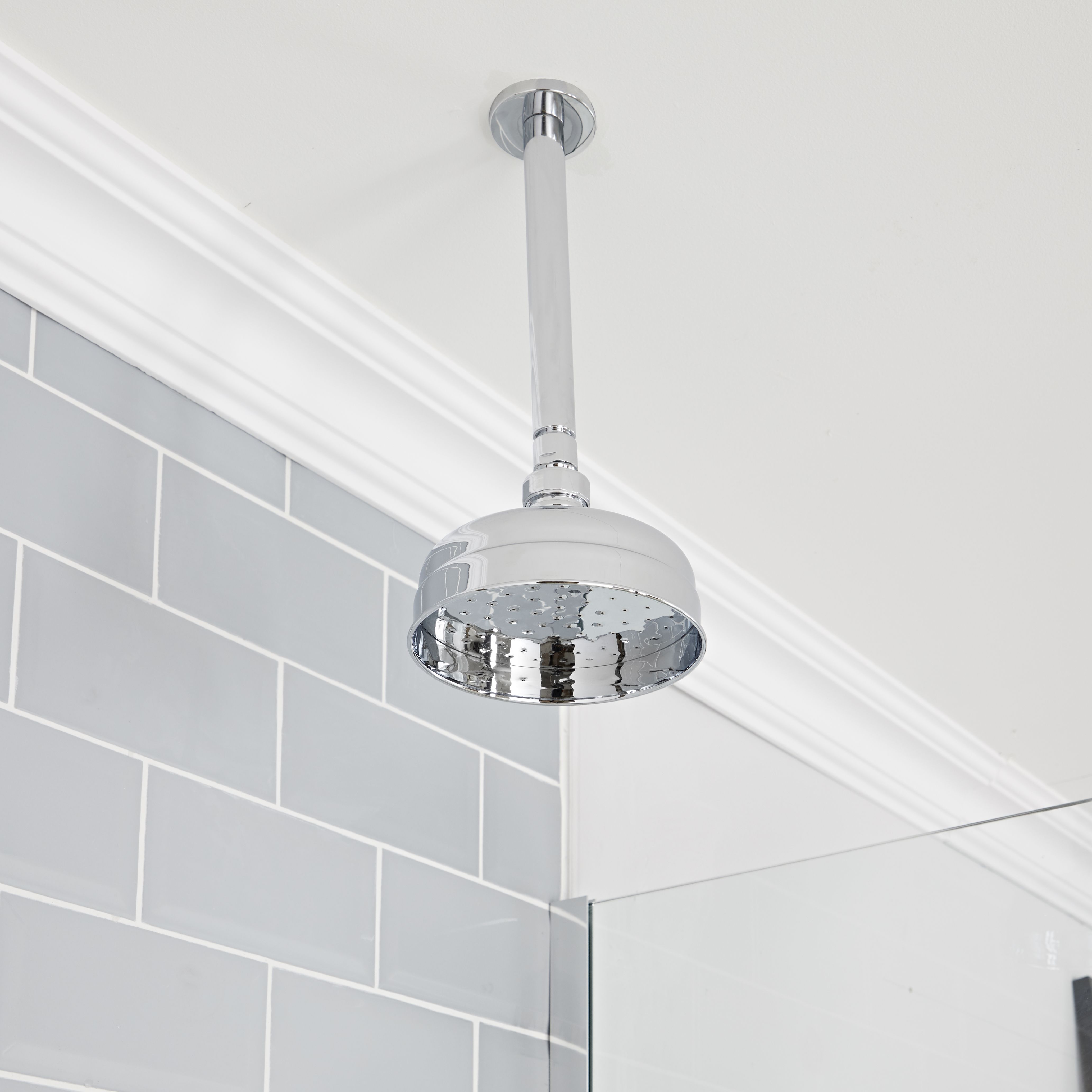 Milano Elizabeth Chrome 150mm Traditional Apron Shower Head And Ceiling Arm