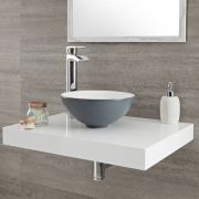 Milano Altcar - Stone Grey Modern Round Countertop Basin - 280mm x 280mm (No Tap-Holes)
