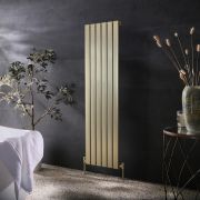 Milano Alpha - Flat Panel Vertical Designer Radiator - Single Panel - 1600mm x 450mm - Brushed Brass