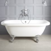 Milano Richmond - White Traditional Back to Wall Freestanding Bath with Choice of Feet - 1685mm x 780mm