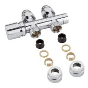 Milano - Chrome H-Block Straight Valve Chrome Handwheel - 15mm Copper Adapters