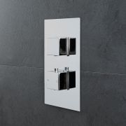 Milano Arvo - Modern 1 Outlet Square Twin Thermostatic Shower Valve - Chrome