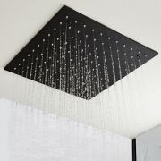 Milano Nero - Modern 400mm Square Ceiling Mounted Recessed Shower Head - Black