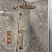 Milano Otto - Modern Thermostatic Shower with Triple Valve, Wall Mounted Shower Head and Riser Rail Kit - Choice of Finish (2 Outlets)