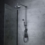 Milano Elizabeth - Black Traditional Twin Exposed Thermostatic Shower with Grand Rigid Riser Rail (2 Outlet)