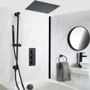 Milano Nero - Black Thermostatic Shower Bath System - Choice of Outlets