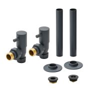 Milano - Minimalist Angled Radiator Valve and Pipe Sleeve Set - Choice of Finish