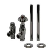 Milano Windsor - Antique Style Thermostatic Angled Radiator Valve and Pipe Set - Choice of Finish