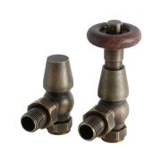 Milano Windsor - Traditional Thermostatic Angled Radiator Valve and Pipe Set - Choice of Finish