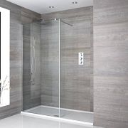 Milano Portland - Chrome Walk-In Shower Enclosure with Tray - Choice of Size, Anti-Slip Tray and Return Panel Option