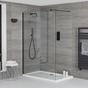 Milano Nero - Walk-In Shower Enclosure with Tray - Choice of Sizes