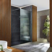 Milano Florence - Fluted Glass Chrome Walk-In Shower Enclosure with Slate Tray - Choice of Sizes