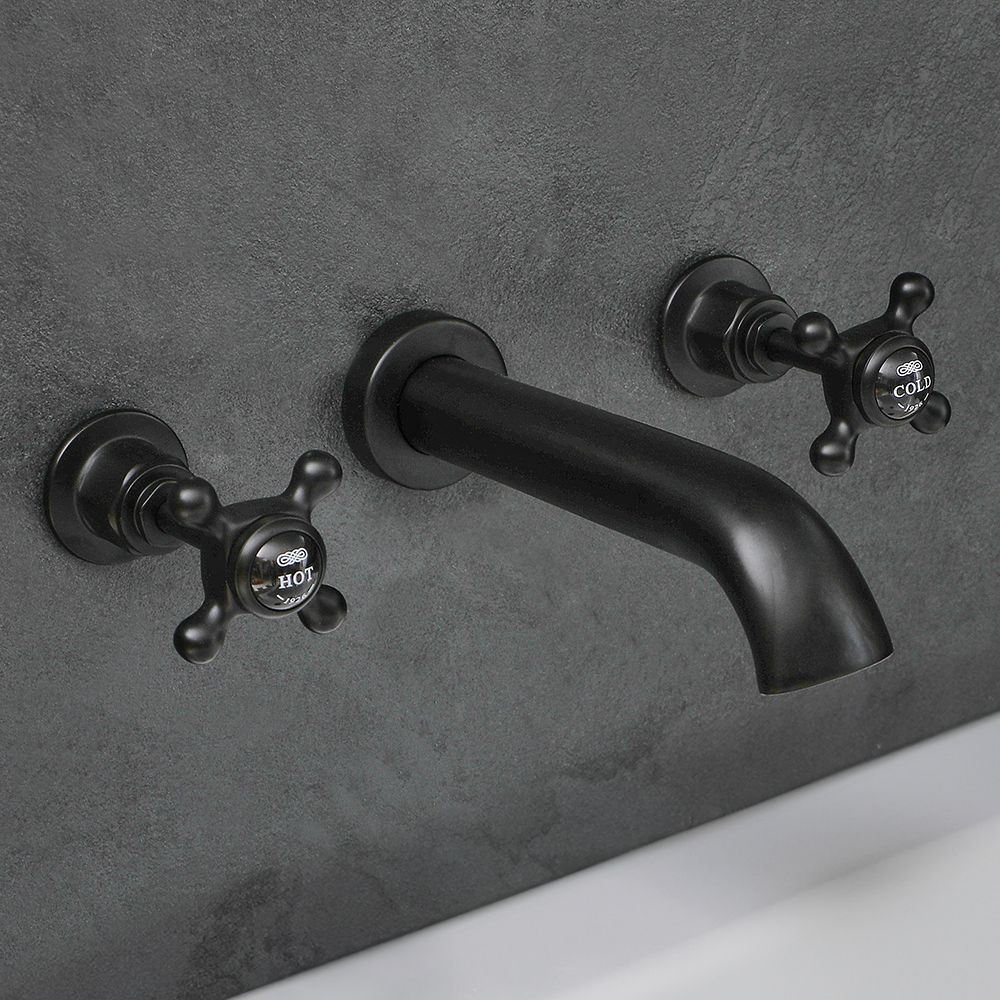 Hudson Reed Tec Crosshead Wall Mounted Basin Mixer Tap - Brushed Brass Co 1 2