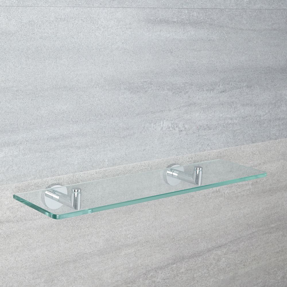 Milano Mirage Modern Chrome Glass Bathroom Shelf