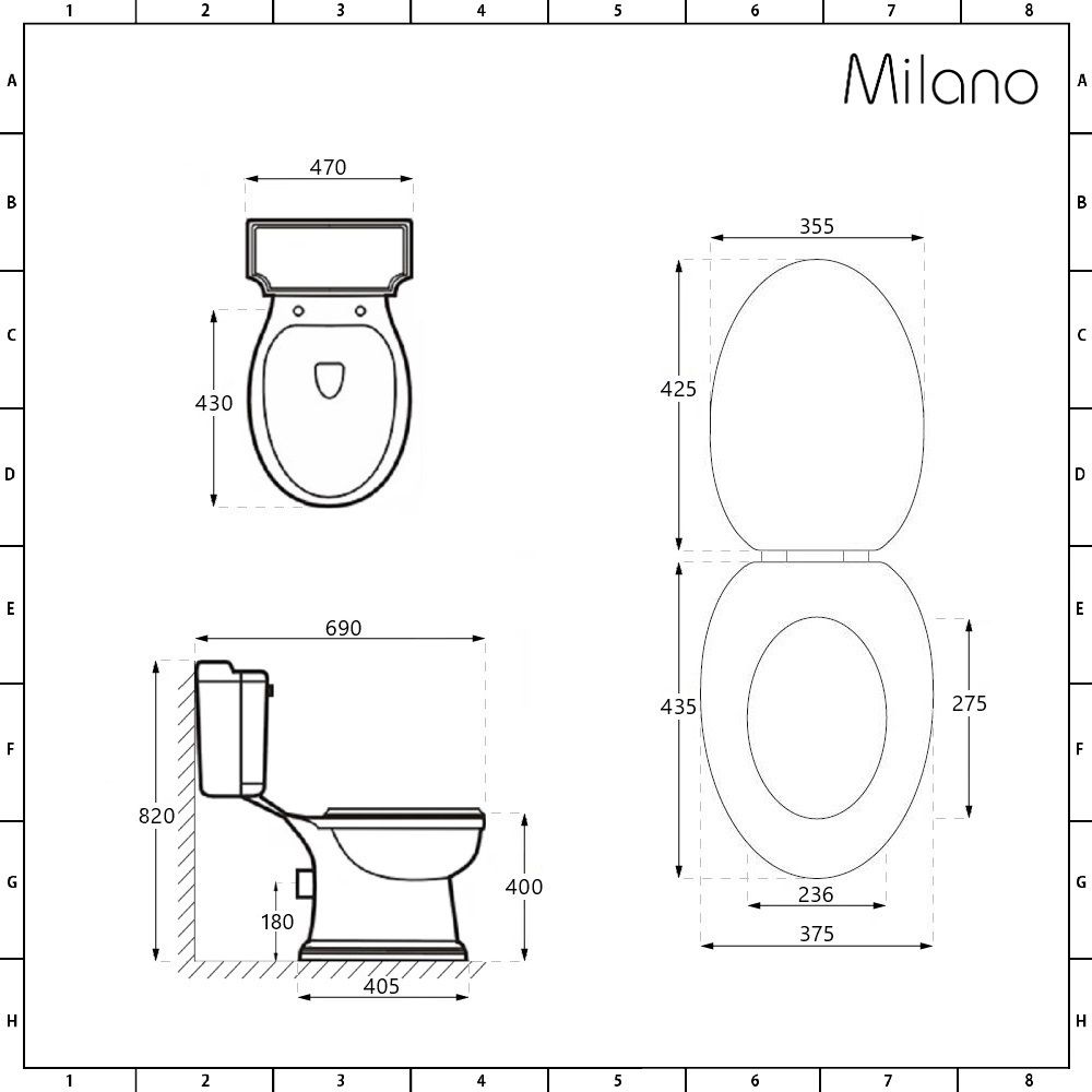 Milano Richmond - Traditional Close Coupled Toilet with Cistern 