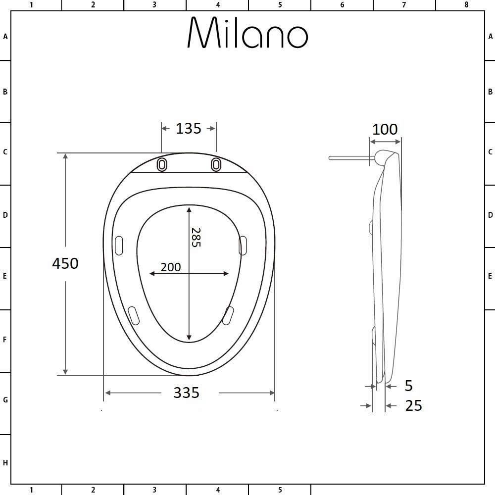 Milano Mellor White Soft Close Top Fix Toilet Seat