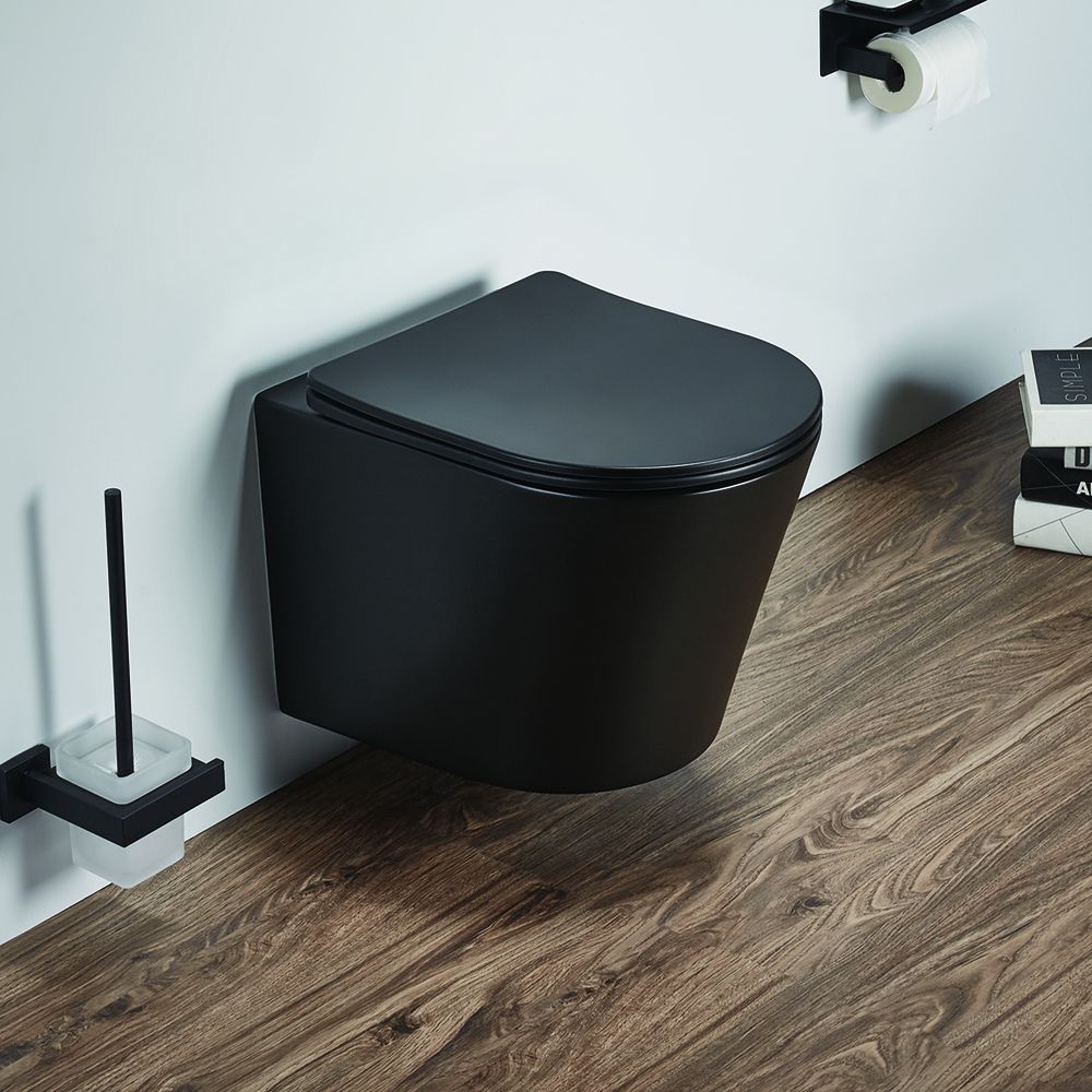 Milano Elements Modern Round Wall Hung Toilet with Soft Close Seat Choice of Finish