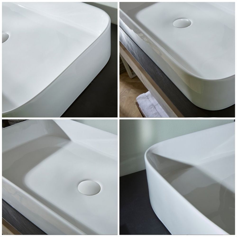 Milano Covent - White Modern Rectangular Countertop Basin - 750mm x ...