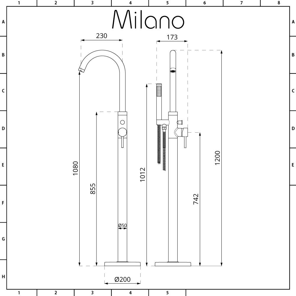 Milano Otto - Modern Freestanding Bath Shower Mixer Tap - Choice Of Finish - View #9