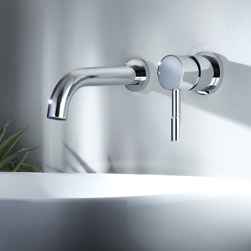 Milano Mirage Modern Wall Mounted Round Basin Mixer Tap Chrome