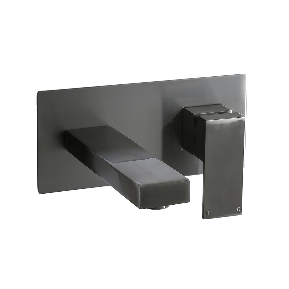 Milano Orno - Modern Wall Mounted Basin Mixer Tap - Gun Metal Grey
