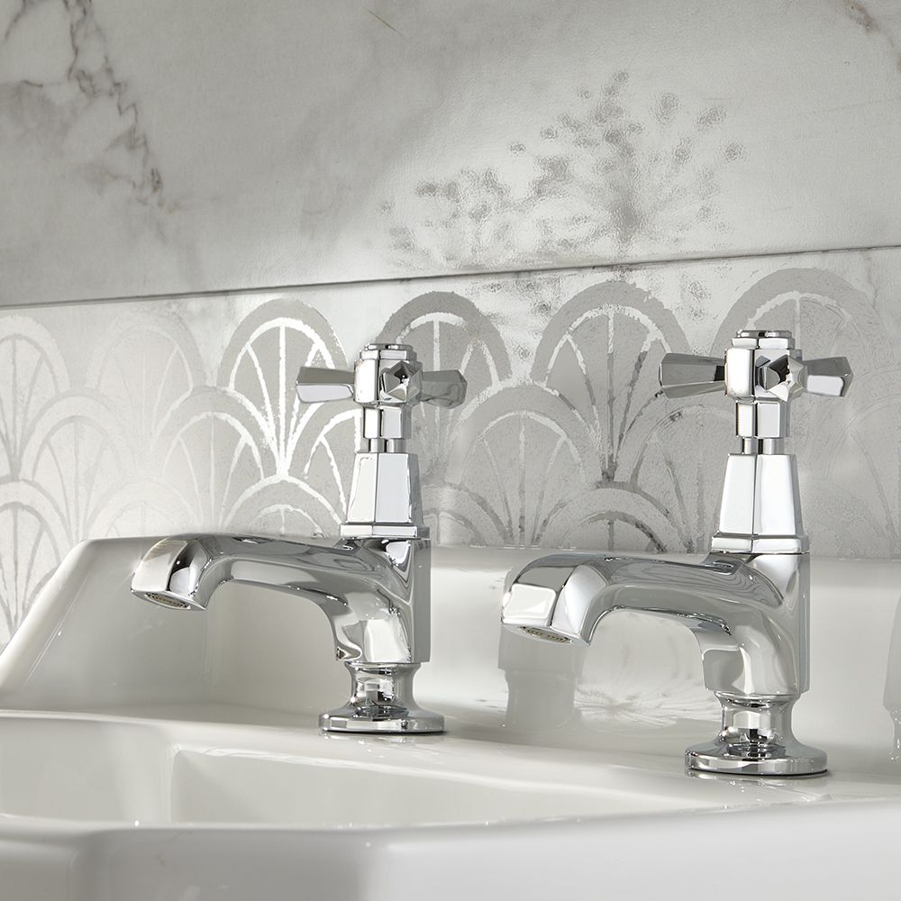 Milano Earlham - Art Deco Basin Pillar Taps - Choice of finish