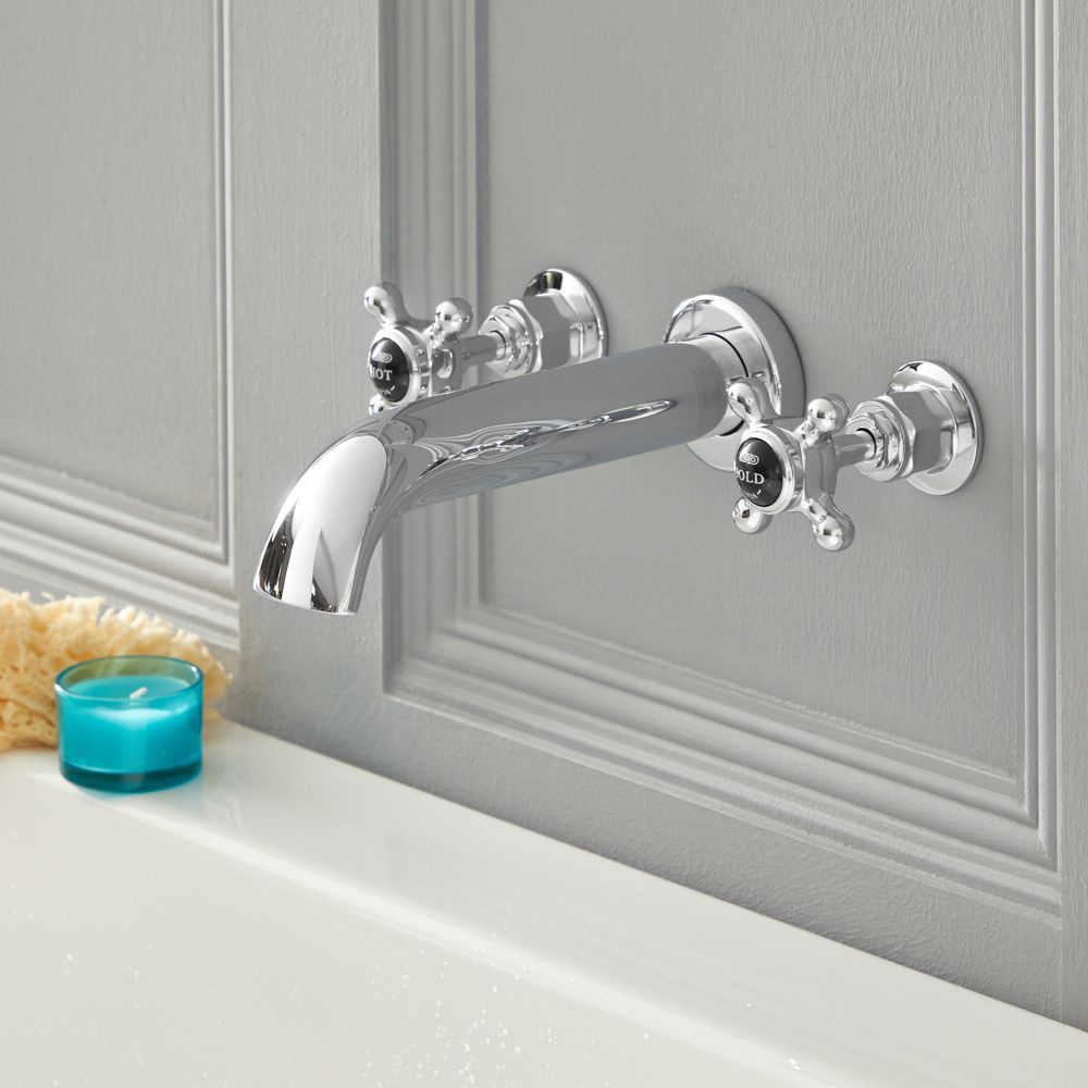 Milano Elizabeth - Traditional Wall Mounted Crosshead 3 Mixer Tap-Hole ...