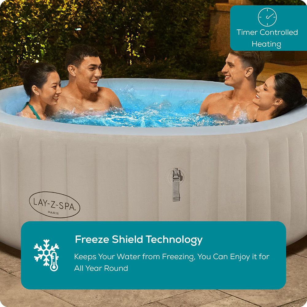 Lay-Z-Spa Paris - AirJet Inflatable 4 Person Hot Tub with LED Lights
