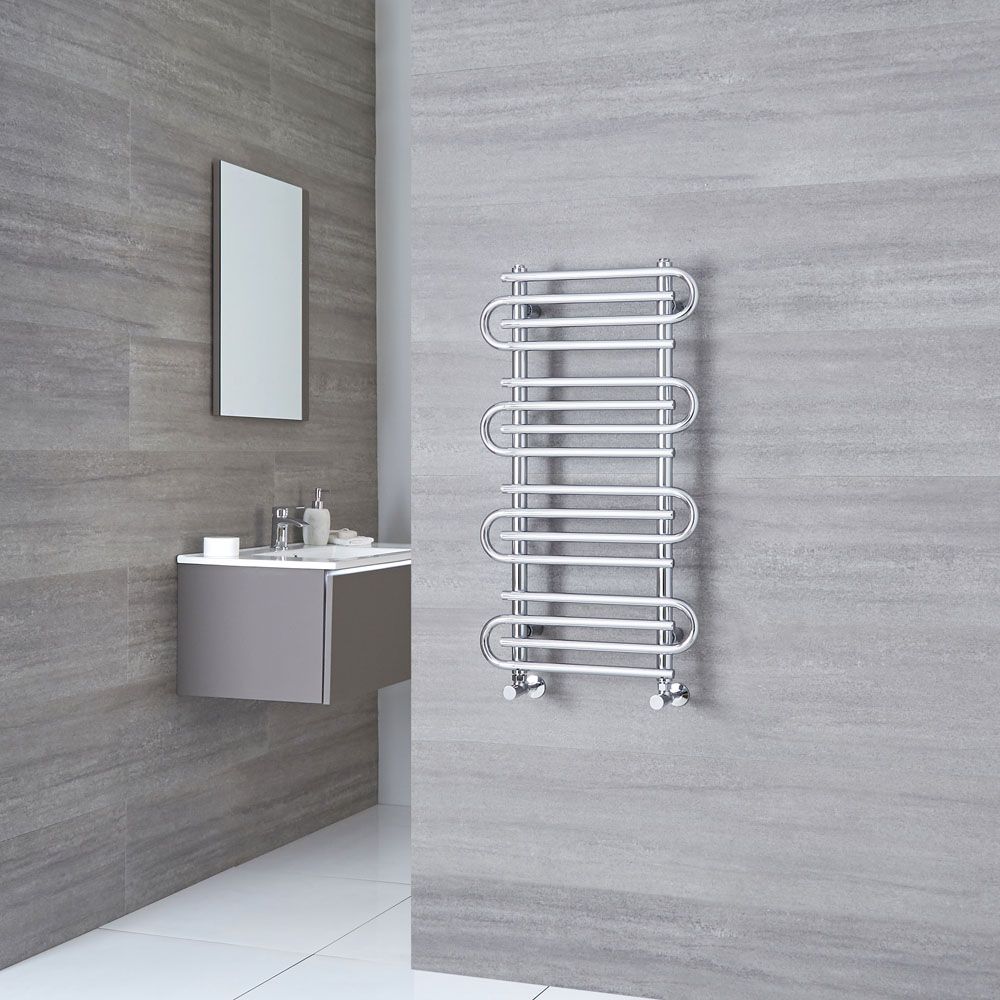 Milano Select Chrome Designer Heated Towel Rail 900mm x 510mm
