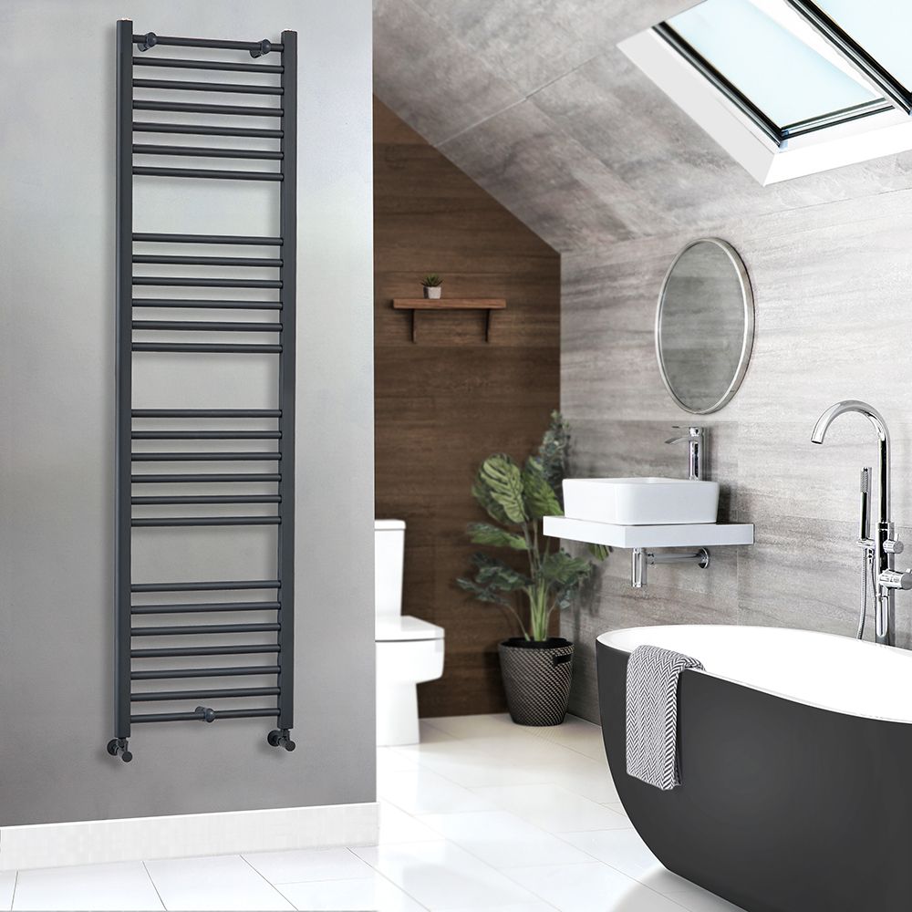 Milano Artle Anthracite Straight Heated Towel Rail 1800mm x 500mm