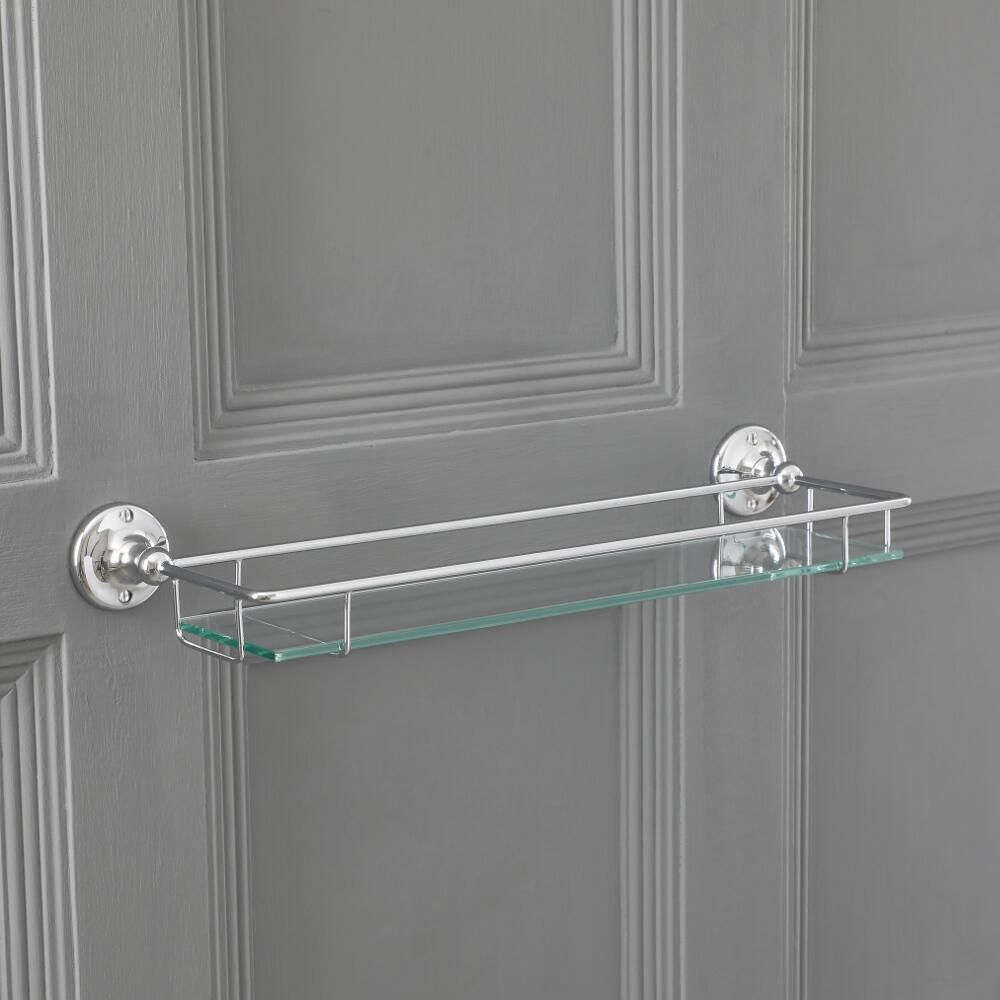 Milano Elizabeth - Traditional Glass Bathroom Shelf with Chrome Frame