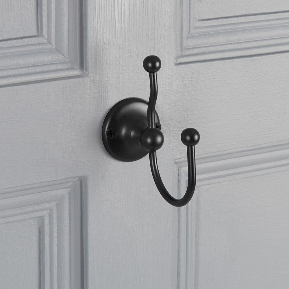 Milano Elizabeth Traditional Double Robe Hook Black