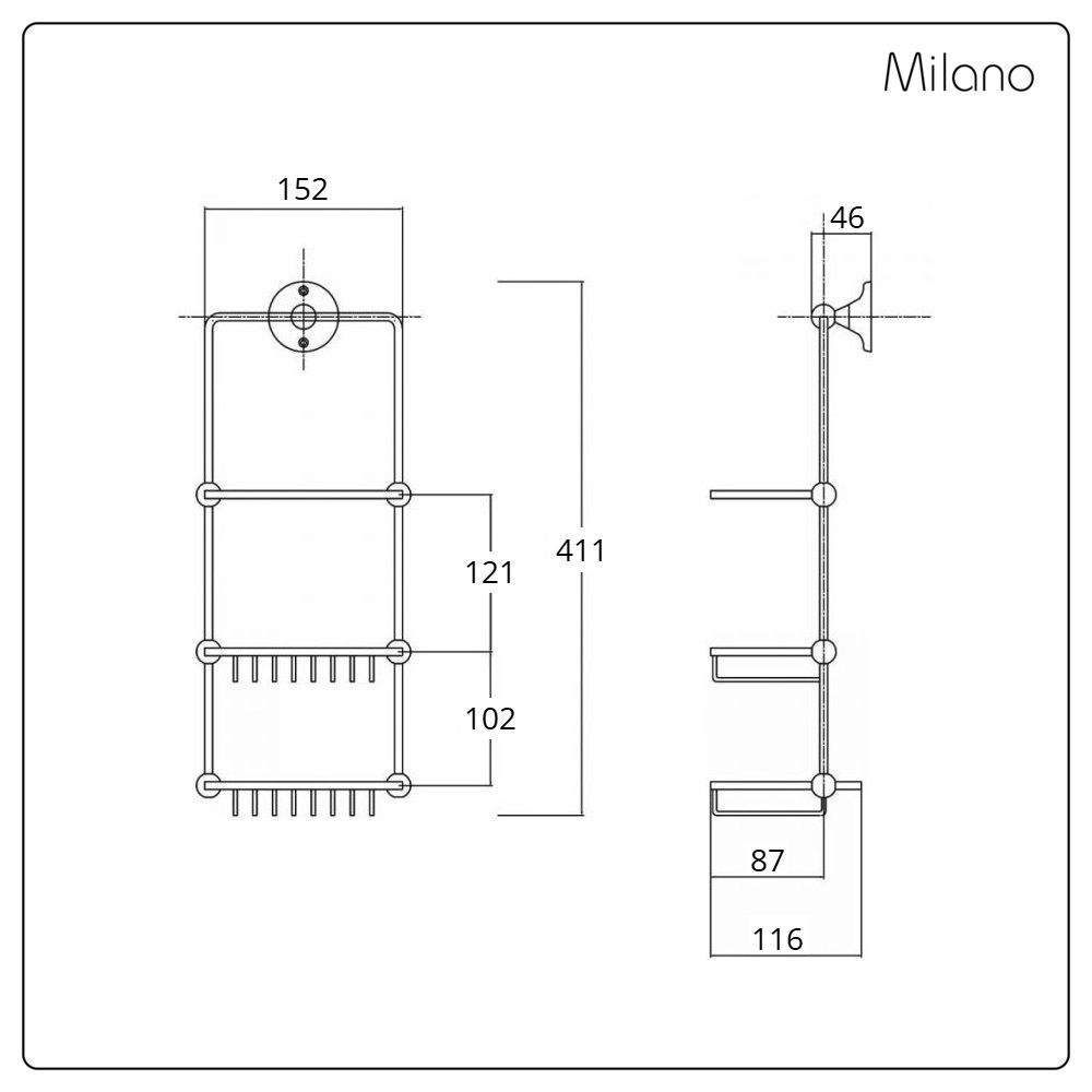 Milano Elizabeth - Traditional Wall Hung Shower Tidy - Chrome