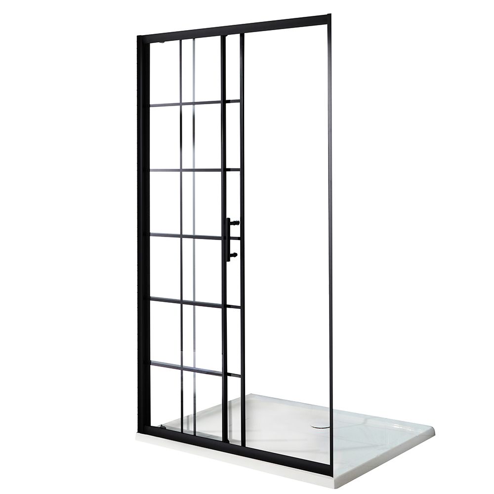 Milano - Barq - 700Mm Black Recessed Walk In Wet Room Shower Enclosure With Screen44 Support Arm And 1100mm X 700mm White Slate Effect Tray Matte Bronze L 326946 62511301 1