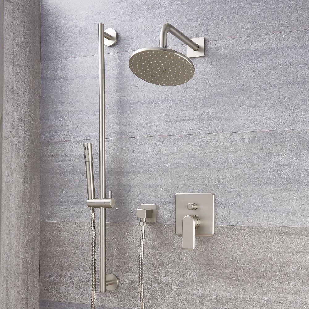 Milano Ashurst - Brushed Nickel Shower with Diverter, Shower Head 